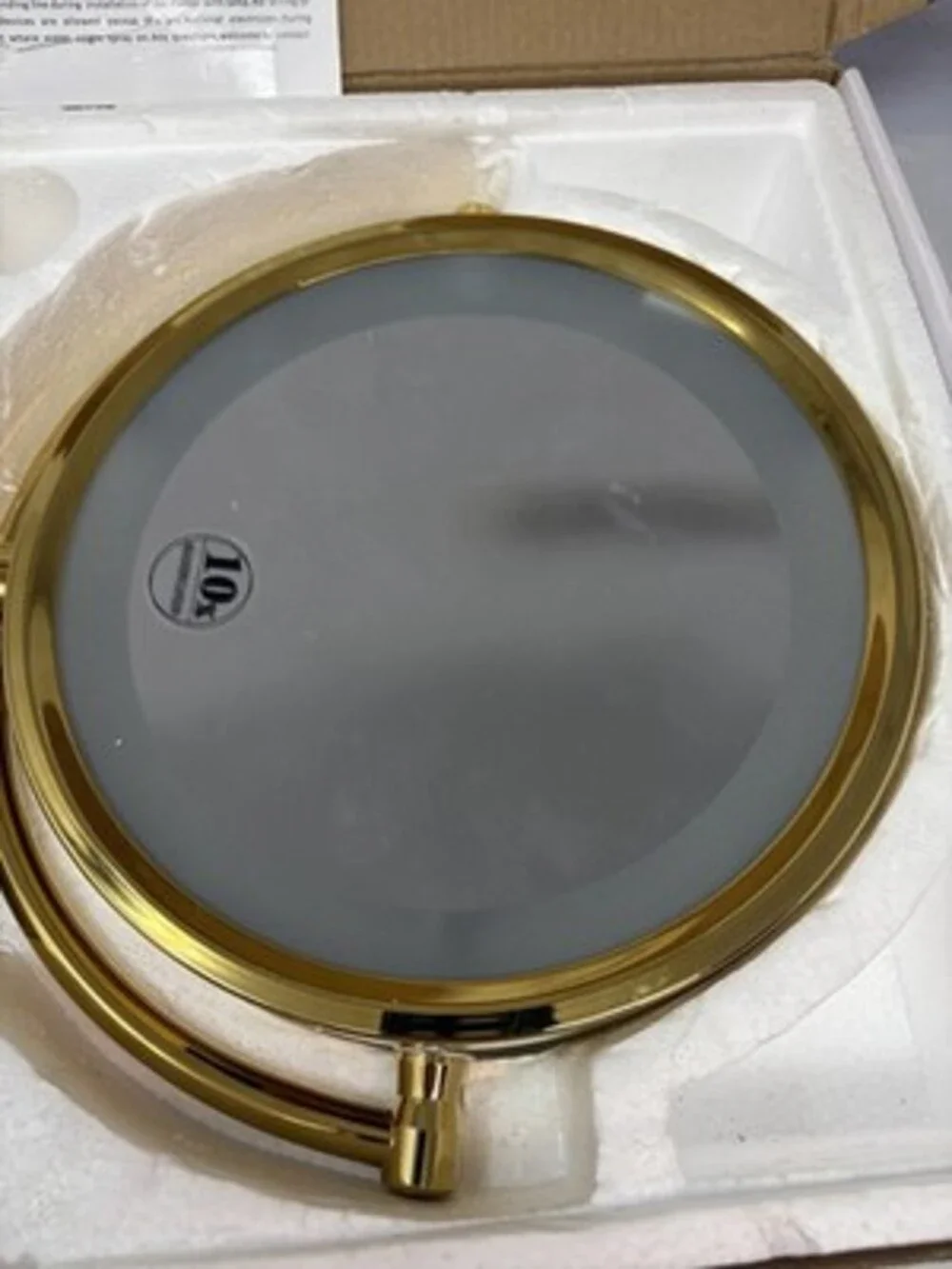 10x Magnifying Mirror with Light Wall Mounted With Polished Gold Tone Hard Wire